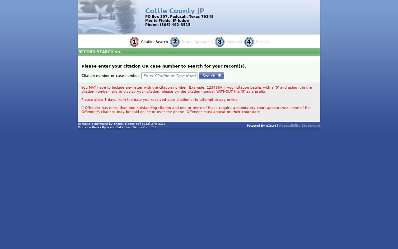 Cottle County warrant search and JP citation portal